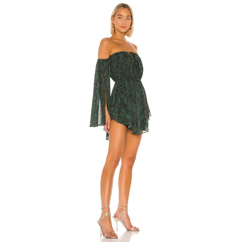 Michael Costello x Revolve NWT Geneve Mini Dress in Green Snake size Small - Picture 9 of 9